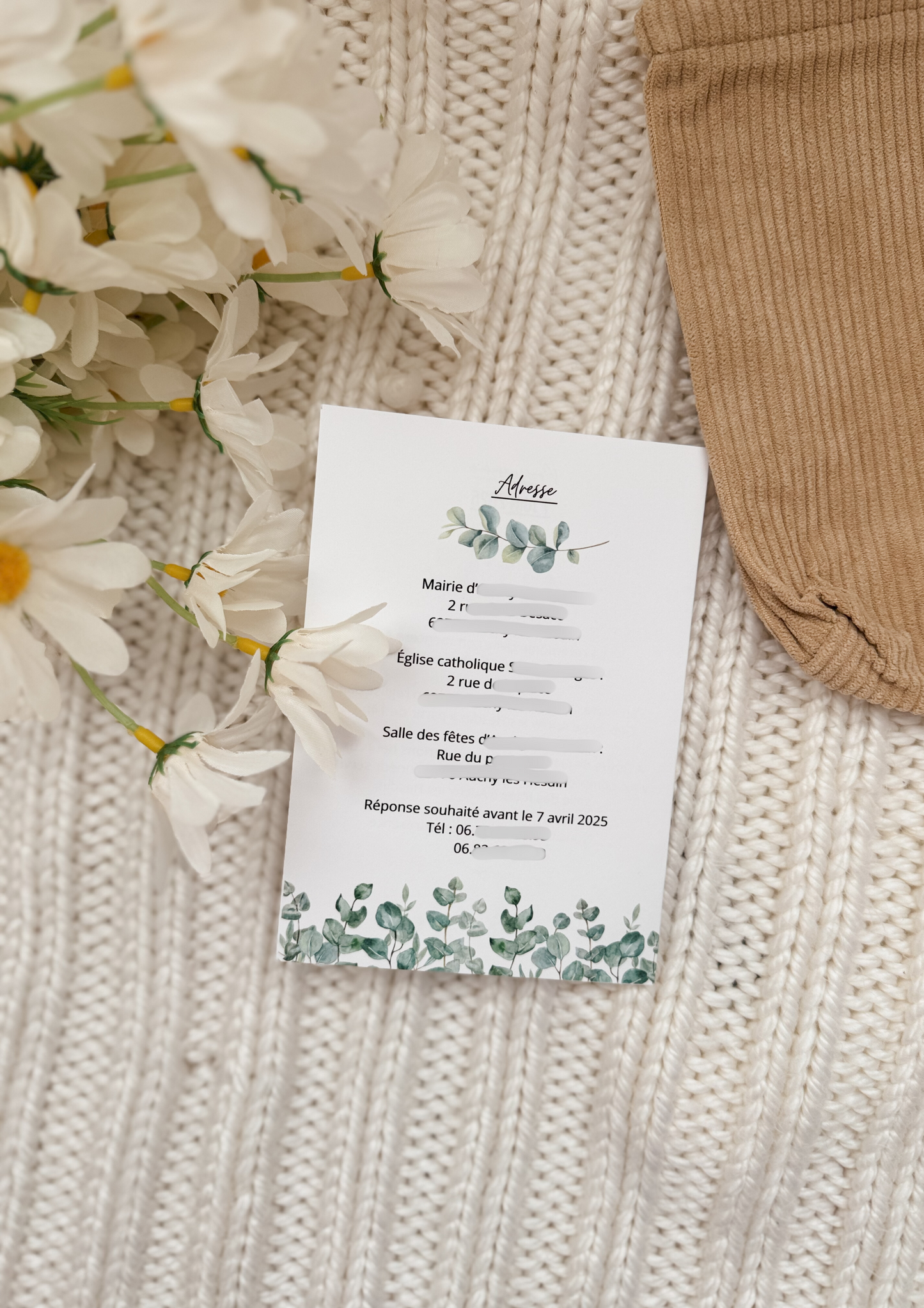 Faire part mariage - eucalyptus